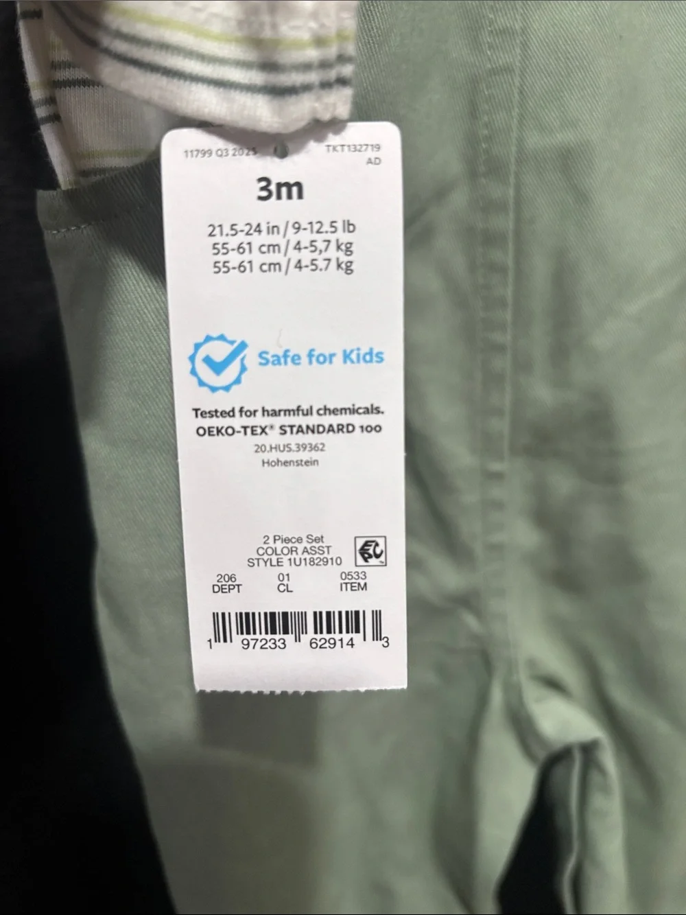 Carter's Sage Green Overalls with Striped Tee